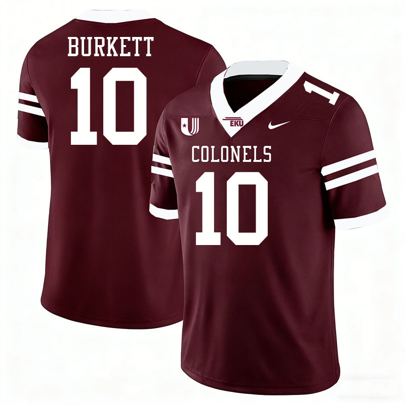 Eastern Kentucky Colonels #10 Myles Burkett College Football Jerseys,Uniforms Stitched-Maroon Eastern Kentucky Colonels #10 Myles Burkett College Football Jerseys,Uniforms Stitched-Maroon